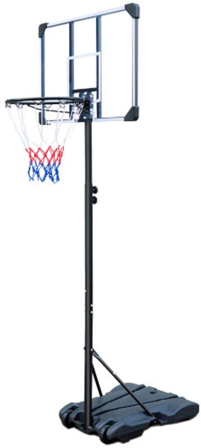 Basketbalring 81,28x73,66x164,59-213,36cm Draagbare Zwart PE Rotan Ijzer Waterdichte Stof Met Wielen Verstelbare Hoogte Geschikt Voor Tieners Volwassenen Binnen Buiten Algemeen Gebruik