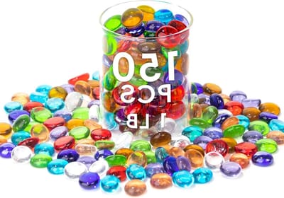 Kleurige glazen kralenmix van 0.45 kg voor vaasvullers, decoratieve kunst en aquariums, 150 mini platte steentjes voor tafelversiering