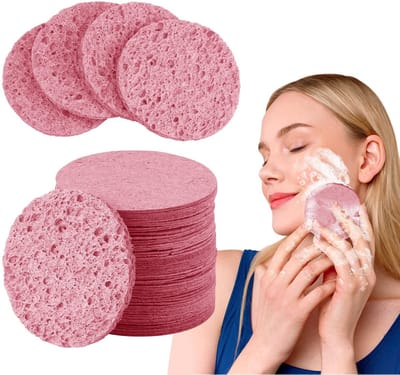 ZEYNOMAX - Gezichtssponzen - Cellulose make-uppads - Natuurlijk en zacht - 80 stuks - Dagelijkse huidverzorging - Ideaal voor make-up remover - Gesc...
