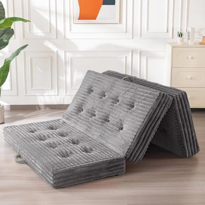 Opvouwbaar Matras - Futon Slaapbank - Logeren en Ontspannen - 15 cm Dik Schuim - 190 x 90 cm - Grijs