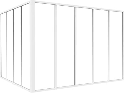Vente-unique Glazen hoekbinnenraam met industriële stijl van gepoedercoat aluminium - L150 x L120 x H105 - Wit - BAYVIEW
