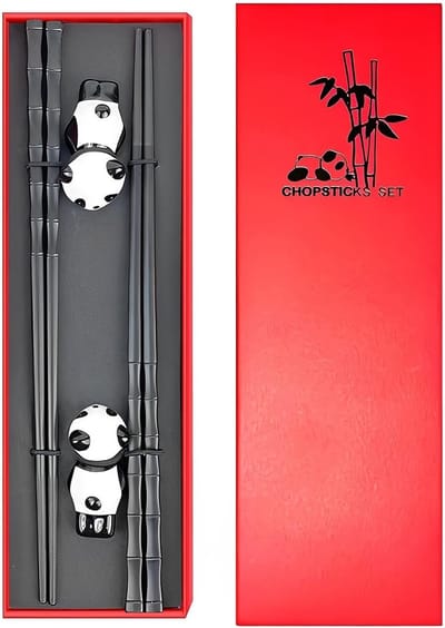 Eetstokjes Set - Chinees Servies - Sushi Eten - Met Panda Standaard - 2 Stuks - Keramiek