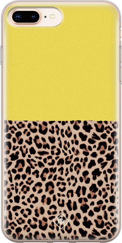 Casimoda® hoesje - Geschikt voor iPhone 8 Plus - Luipaard Geel - Siliconen/TPU telefoonhoesje - Backcover - Luipaardprint - Geel