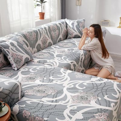 Spandex Elastisch Effen Kleur Bankhoes Spandex Rekbaar Stofbestendig Bankhoezen Slipcovers Voor Woonkamer 1 /2 /3 /4 Zits Set 1Pillowcase 45x45cm