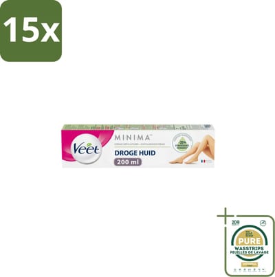 15 x Veet - Minima Ontharingscrème - Droge Huid - 200ml - Grootverpakking - Ontharing Crème - Droge Huid - Zijdezachte Huid - Huid Behandeling - Ontharing