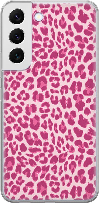 Leuke Telefoonhoesjes - Hoesje geschikt voor Samsung Galaxy S22 - Luipaard roze - Soft case - TPU - Luipaardprint - Roze