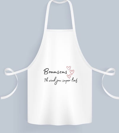 Akyol - bonuszus ik vind jou super lief Keukenschort - Zus - de liefste zus - verjaardag - cadeautje voor zus - zus artikelen - kado - geschenk - 82 bij 71 cm