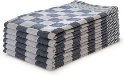 Ten Cate Theedoeken set Blok Blauw - 65x65 - Set van 6 - Geblokt - Blokdoeken - 100% katoen - Horeca Theedoeken