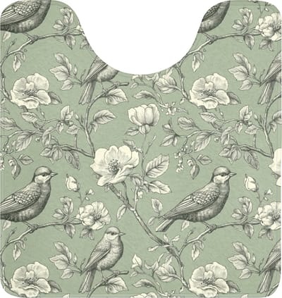 WC mat met uitsparing 55x60 cm - Antislip - Klassiek - Botanisch - Groen - Toiletmat met uitsnijding - Vloermat - Douchemat - Toilet tapijt - Toiletmatten