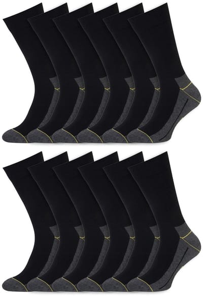 Stapp Yellow Walker Wandelsokken | COOLMAX® en Ademend Comfort | Zwart | 12 Paar (Maat 39–50)