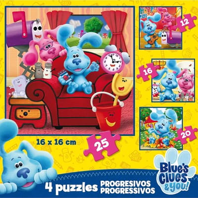 4 in 1 puzzel van 12 tot 25 stukjes progressief Educa Las Pistas de Blue