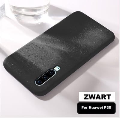Liquid Silicone Back Cover + PMMA Screen Protector voor Huawei P30 _ Zwart