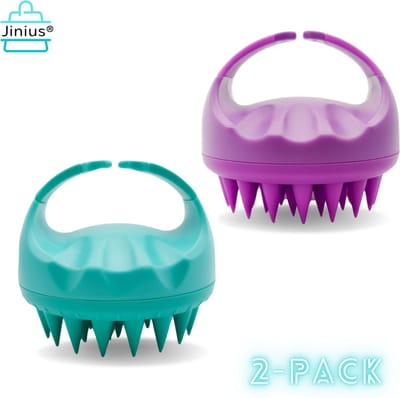 Scalp Massager - Massage Borstel Hoofdhuid - Brush - 2 Stuks - Groen & Paars - Siliconen Haarbostel - Massage - Stress Vrij - Gezonde Hoofdhuid - Verminderd Roos - Roosvrij - Gezond Haar