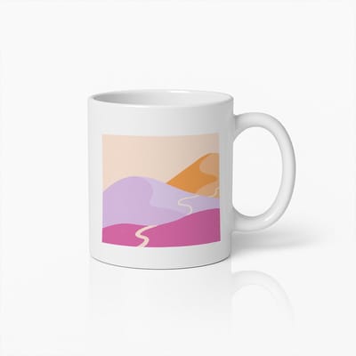 Minimalistisch Berglandschap Mok 330ml – Abstracte Pastel Kunst Koffiebeker – Modern Esthetisch Cadeau voor Natuur- & Kunstliefhebbers