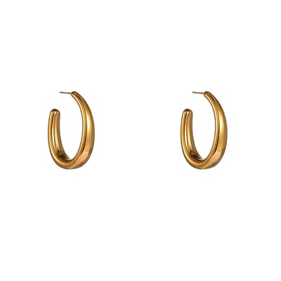 Go Dutch Label Oorknoppen Big Oval Hollow Hoop Goudkleurig