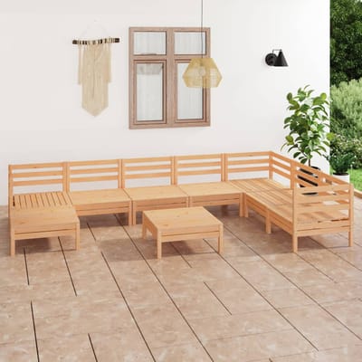 vidaXL - 9-delige - Loungeset - massief - grenenhout