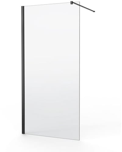 FugaFlow Efficiente Vetro inloopdouche badkamer - 30x200cm - helder glas - mat zwart
