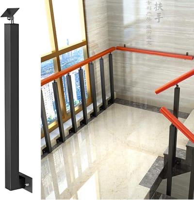 Trap Balustrade Paal - Reling Ondersteuning - Veiligheid Verfraaien - Zijmontage Ontwerp - 75cm tot 145cm - Zwart