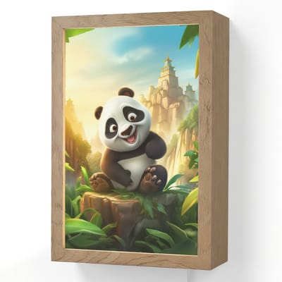 Wandlamp 20x30 cm - Oplaadbaar - Panda - Wilde dieren - Jungle - Jongens - Kinderen - Wandlampen binnen woonkamer - Slaapkamer lamp met kabel - Decoratieve nachtlamp - Vloerlamp snoer