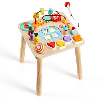Montessori Activiteitentafel voor Peuters 1-3 Jaar, 8-in-1 Houten Leer Activiteitentafel, Baby Speeltafel voor Jongens & Meisjes vanaf 6+ Maanden, Geweldig