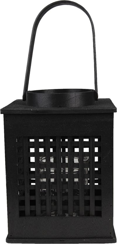 Clayre & Eef Windlicht 19x19x25 cm Zwart Bamboe