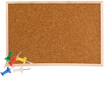 Cepewa Prikbord van kurk - 60 x 45 cm - inclusief 35x stuks gekleurde punt punaises - Kantoor / thuis / keuken - memobord
