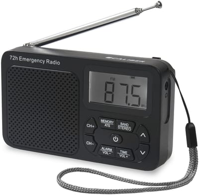 Caliber Draagbare Radio op Batterijen - Noodradio - Noodpakket Denk Vooruit - AM & FM - Koptelefoonaansluiting (HPG320B)