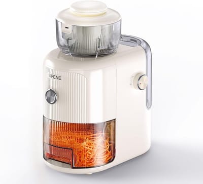 Elektrische Kaasrasp - Salademachine Keuken - Groenten Snijden - 4 Roestvrij Staal Vormen - 1.8 Liter Kom - Wit