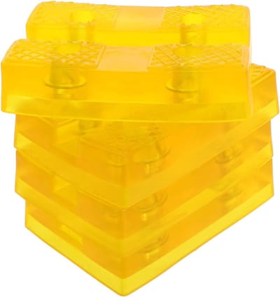 Kriksteun Pads - Rubberen Mat - Voertuig Ondersteunen - Versterkte Structuur - 4 Stuks - Geel