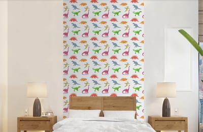 Behang - Fotobehang Patronen - Dino - Kinderen - Jongens - Kleuren - Kids - Jongen - Breedte 120 cm x hoogte 240 cm