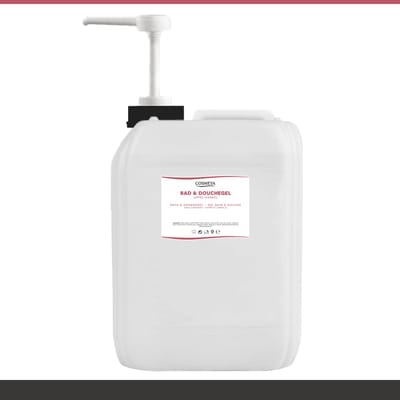 Bad & Douchegel - Appel Kaneel - Lichtroze/Transparant - 5 Liter - Cosmeya | Navullen.com Navullen Cosmeya.nl Ltr Jerrycan Met Pomp Navulling Navullen Shower gel Showergel Douche gel Shampoo Jerrycans Voordeelverpakking Body wash Douchgel