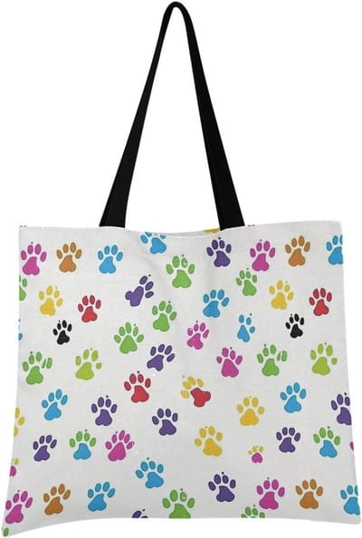 Gekleurde beer poot - Canvas draagtas - Casual winkelen - Grote capaciteit - 50 cm lengte - Meerkleurig
