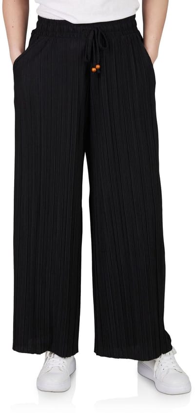 DENIMFY Dames Chino Broek DFBrenda comfort/relaxed Zwart S Volwassenen Palazzobroek / Zomerbroek