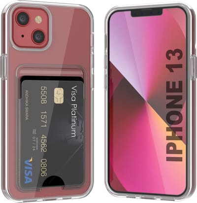 Casemania Hoesje Geschikt voor Apple iPhone 13 - Transparant - Siliconen Back Cover met Kaarthouder