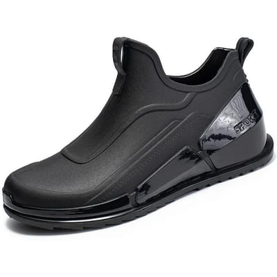 Heren Regenlaarzen Enkel Waterdichte Schoenen Heren Casual Vissen Werkschoenen Instapper Antislip Regenschoenen Dames Keuken Rubber Schoenen 39 black