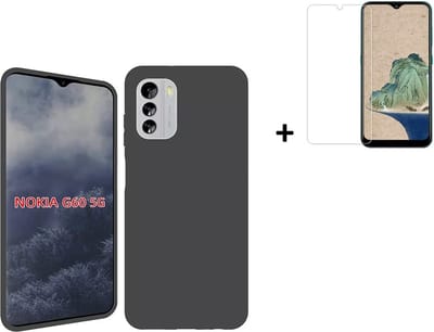 MoDo hoesje geschikt voor Nokia G60 - Siliconen/TPU/Kunststof Back Cover - Zwart met screenprotector
