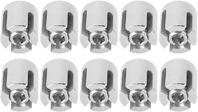Dailygoods- Kruiskabelklem 10 Stuks - Roestvrij Stalen Draadklemmen - Draadkabel Bevestiging - Stevige Installatie - Geschikt voor Binnen/Buiten - Compact Formaat - Draadklem