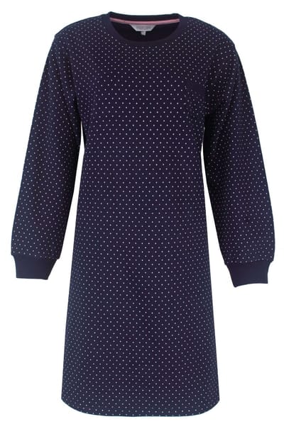 Tenderness Dames Nachthemd - Lange Mouwen - Fleece - Donker Blauw - Maat S