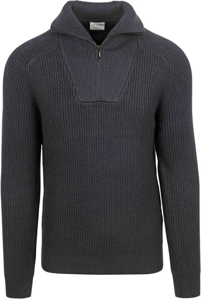 Gebreide halve rits in tweekleurige wol: Elegantie en comfort gecombineerd