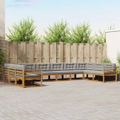 vidaXL - Buiten - bank - set - 10 - st - Natuurlijk - en - Licht - Grijs