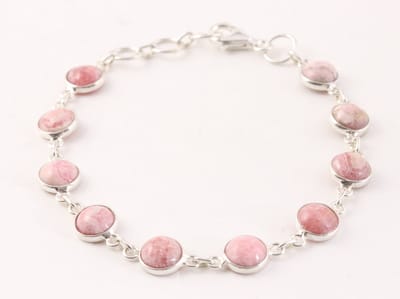 Fijne zilveren armband met rhodochrosiet