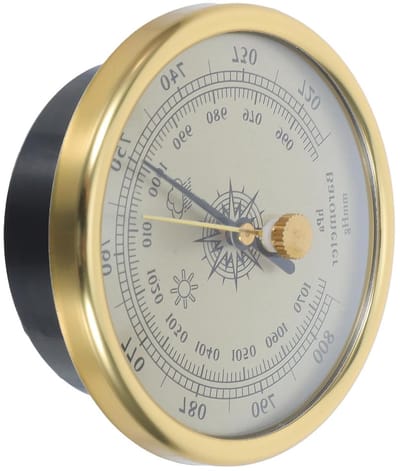 Weerstation Barometer - Drukmeter Weersymbolen - Thuis Weersvoorspellen - Metalen Frame - 7 cm Diameter - Goud