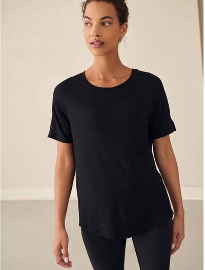 Next - Dames - Lichtgewicht sportshirt met korte mouwen en ronde hals - Zwart