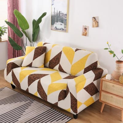 Geometrisch bedrukte stretch bankhoezen voor woonkamer moderne stijl bankhoezen alle seizoenen beschikbaar bank 1 /2 /3 /4 zits pillowcase (45x45cm) beige