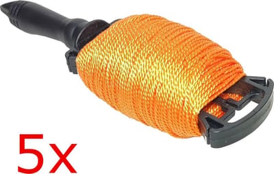 5x Metselaarstouw Touw Nylon haspel Metselkoord 1.5 X 82 meter oranje