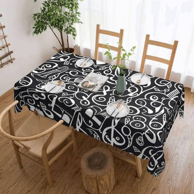 Muzieknoot Patroon Custom Rechthoekig Tafelkleed Oliebestendig Tafelkleed voor Festival Feest Decoraties Tafelkleed 137x183cm gray