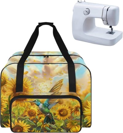 Naaimachine Tas - Draagbare Handtas - Naaimachine Vervoeren - Gewatteerde Bescherming - 50 x 25 x 33 cm - Zonnebloem Kolibrie