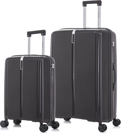 TRAVELERZ - Valencia - 2 Delig kofferset - Handbagage 42L & Grote koffer 97L - Polypropyleen - Harde schaal - Cijferslot - Lichtgewicht - Flexibel - Duurzaam - Dubbele wielen - Spinner wielen - Donkerbruin