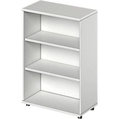 Schäfer Shop Genius Open kast TETRIS WOOD - B 800 x D 421 x H 1160 mm - 3 OH - met glijders - lichtgrijs