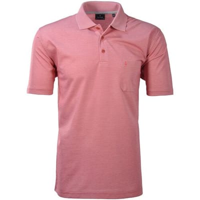Ragman Polo Softknit Fine Stripe Easy Care Coral Melange / male